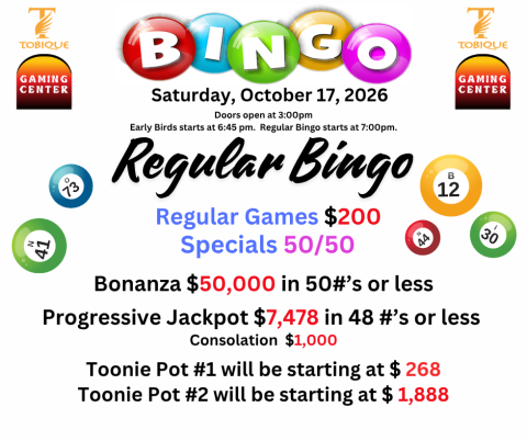 October 17, 2026 - Bingo